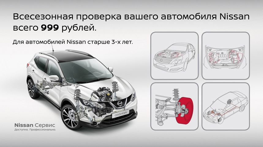 Сезонная диагностика Вашего NISSAN - всего 999 руб.!